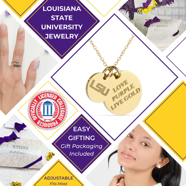 LSU Tigers Coin Charm Necklace - 18K Gold Dipped