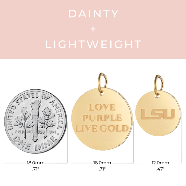 LSU Tigers Coin Charm Necklace - 18K Gold Dipped