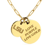 LSU Paperclip Chain Charm Necklace