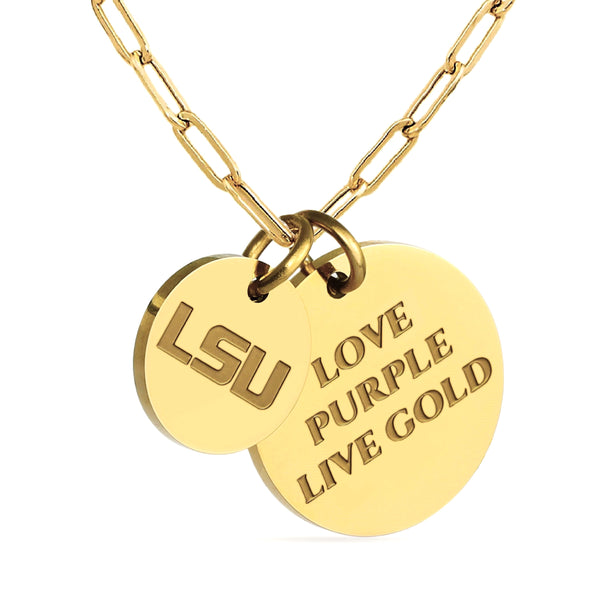 LSU Paperclip Chain Charm Necklace