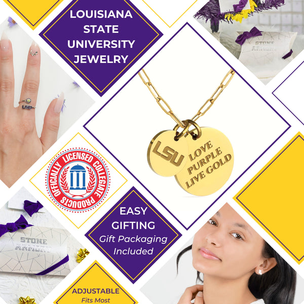 LSU Paperclip Chain Charm Necklace