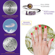 Louisiana State University LSU Logo Ring - Adjustable