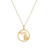 Michigan Map Necklace - 18K Gold Finish