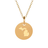 Michigan Map Charm Necklace - 18K Gold Dipped