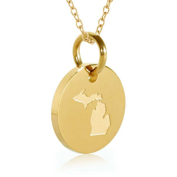 Michigan Map Charm Necklace - 18K Gold Dipped