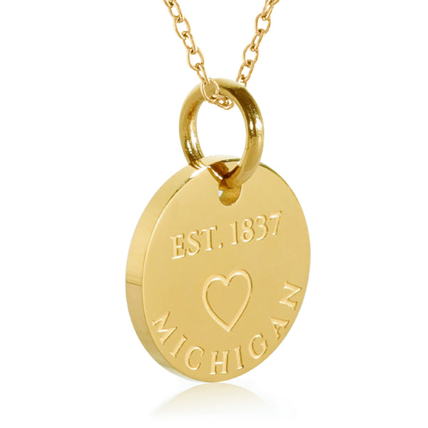 Michigan Map Charm Necklace - 18K Gold Dipped