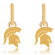 Michigan State Spartan Charm Hoops - 18K Gold Dipped