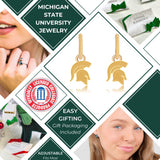 Michigan State Spartan Charm Hoops - 18K Gold Dipped