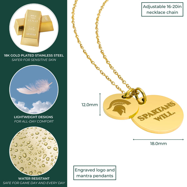 Michigan State 18K Gold Dipped Charm Necklace