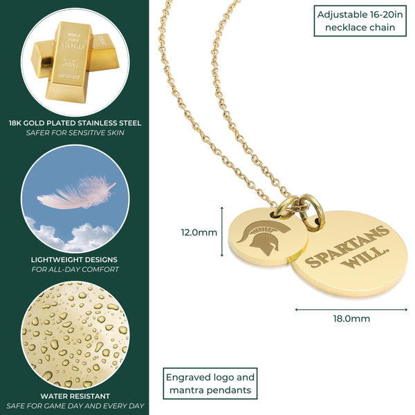 Michigan State 18K Gold Dipped Charm Necklace