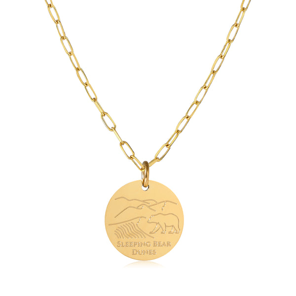 Sleeping Bear Dunes Paperclip Necklace - 18K Gold Dipped