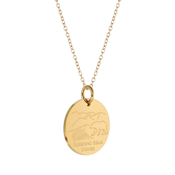 Sleeping Bear Dunes Charm Necklace - 18K Gold Dipped