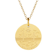 Mackinac Bridge Engraved Charm Necklace - 18K Gold Dipped