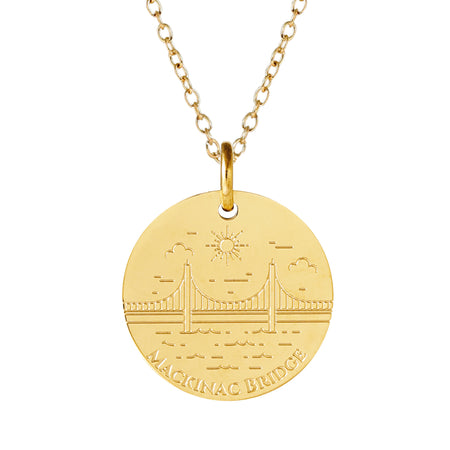 Great Lakes H.O.M.E.S. Engraved Charm Necklace - 18K Gold Dipped