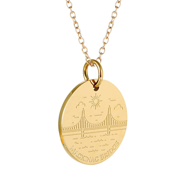 Mackinac Bridge Charm Necklace - 18K Gold Dipped