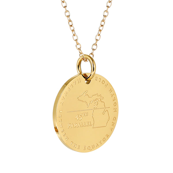 45th Parallel Charm Necklace - 18K Gold Dipped