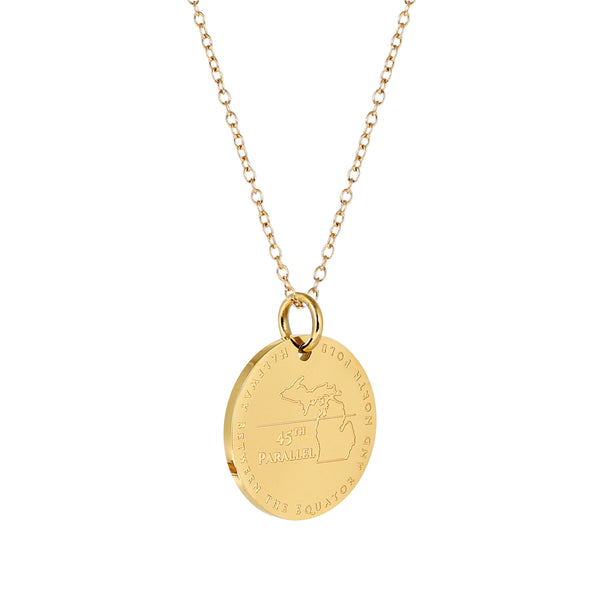45th Parallel Charm Necklace - 18K Gold Dipped