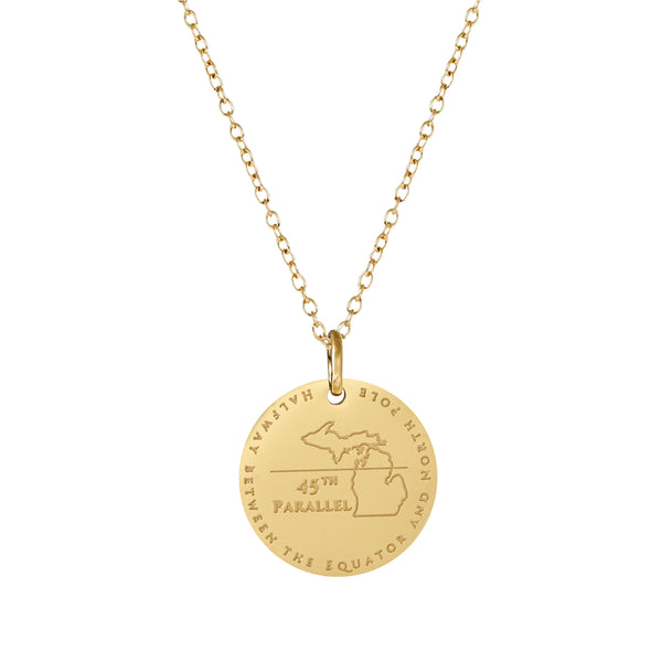 45th Parallel Charm Necklace - 18K Gold Dipped