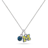 Michigan Maize Block M Charm Necklace