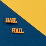 Michigan HAIL Gold Plated Script Studs