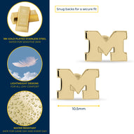 Michigan Block M Gold Plated Studs