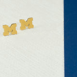 Michigan Block M Gold Plated Studs