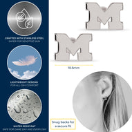 Michigan Block M Stud Earrings - Stainless Steel