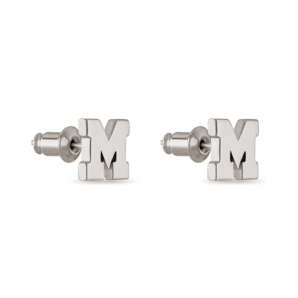 Michigan Block M Stud Earrings - Stainless Steel