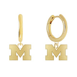 Michigan Block M Charm Hoops - 18K Gold Dipped