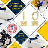 Michigan Block M Charm Hoops - 18K Gold Dipped