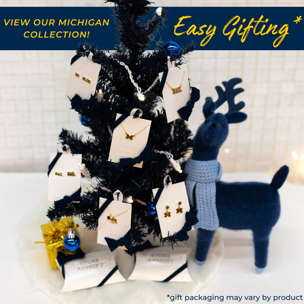 Michigan Block M Charm Hoops - 18K Gold Dipped