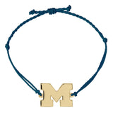 Michigan Gold Block M Cord Bracelet - Adjustable