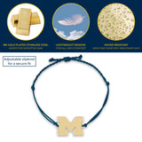 Michigan Gold Block M Cord Bracelet - Adjustable