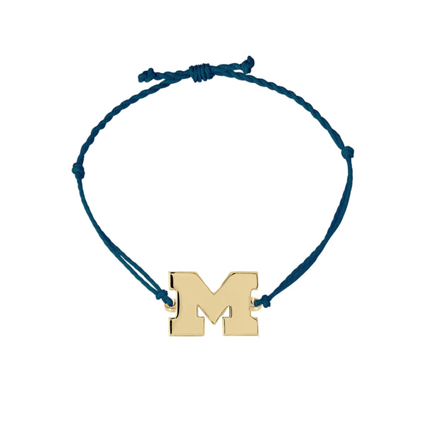 Michigan Gold Block M Cord Bracelet - Adjustable