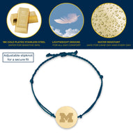 Michigan Logo Charm Coin Bracelet - Adjustable