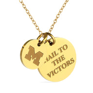 University of Michigan Double Coin Necklace - 18K Gold Dipped