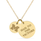 University of Michigan Double Coin Necklace - 18K Gold Dipped