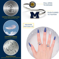 Michigan Adjustable Ring - Blue Block M