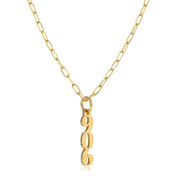 Upper Peninsula 906 Paperclip Necklace - 18K Gold Dipped