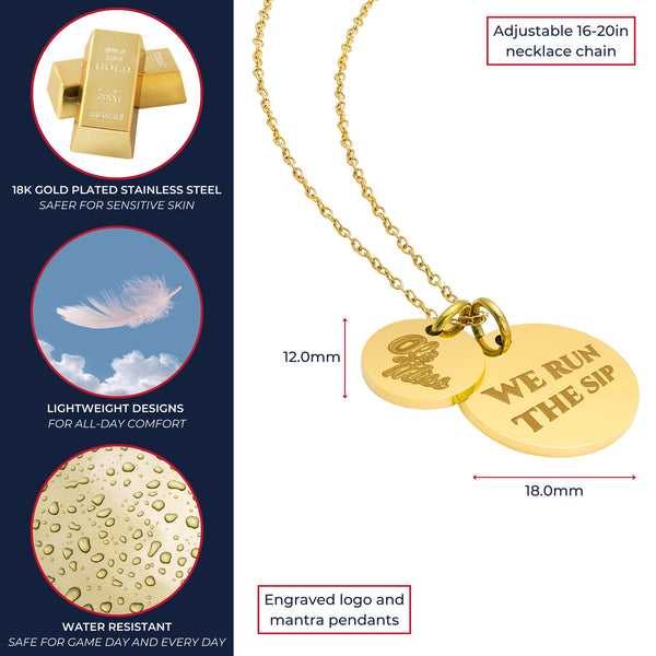 Ole Miss Coin Charm Necklace - 18K Gold Dipped