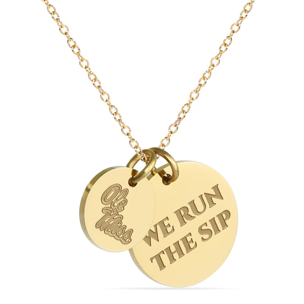 Ole Miss Coin Charm Necklace - 18K Gold Dipped