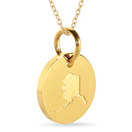 Alaska Map Engraved Charm Necklace - 18K Gold Plate