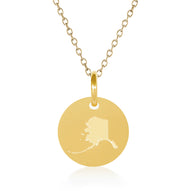 Alaska Map Engraved Charm Necklace - 18K Gold Plate