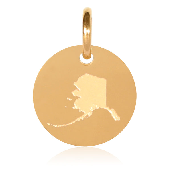 State of Alaska Engraved Charm - 18K Gold Plate