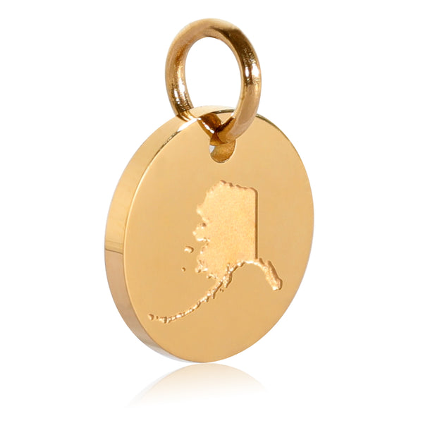 State of Alaska Engraved Charm - 18K Gold Plate