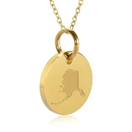 Alaska Map Engraved Charm Necklace - 18K Gold Plate