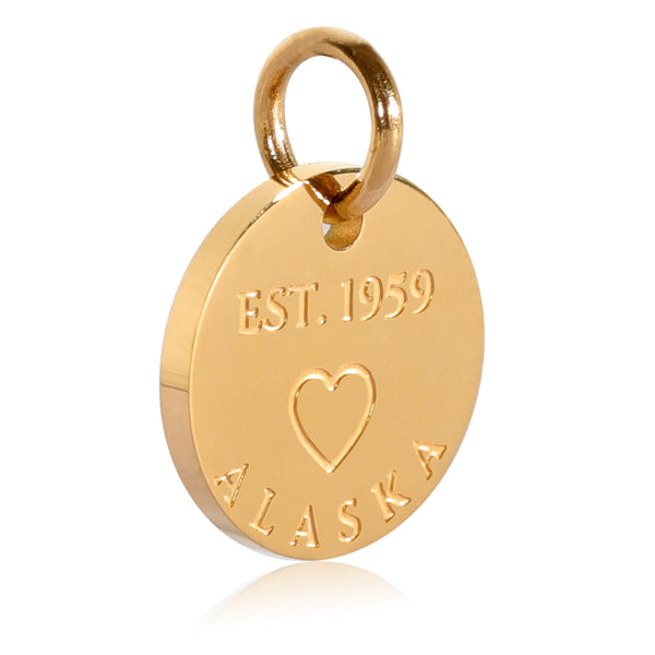 State of Alaska Engraved Charm - 18K Gold Plate