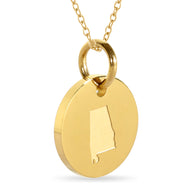 Alabama Map Engraved Charm Necklace - 18K Gold Plate