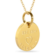 Alabama Map Engraved Charm Necklace - 18K Gold Plate