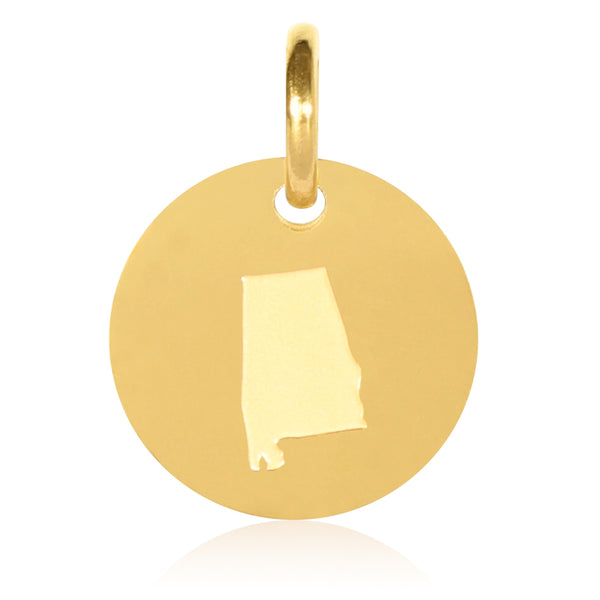 Alabama Map Engraved Charm Necklace - 18K Gold Plate